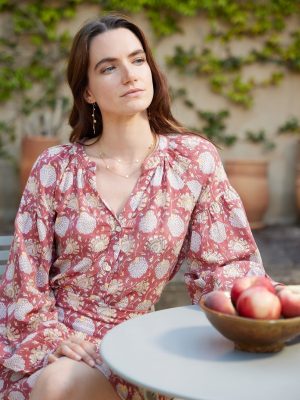 Tara blouse peruvian red blossom print women fashion juliette c